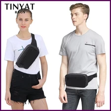 TINYAT Men's Waist Bag Pack Phone Purse Money Travel Large Women Belt Bag Pouch