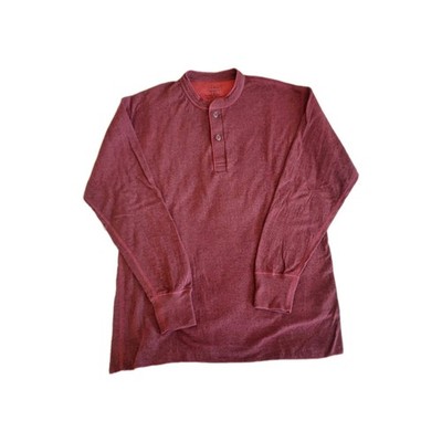 LL Bean Mens Two Layer River Driver's Shirt Henley Sz Large Wool Blend Baselayer