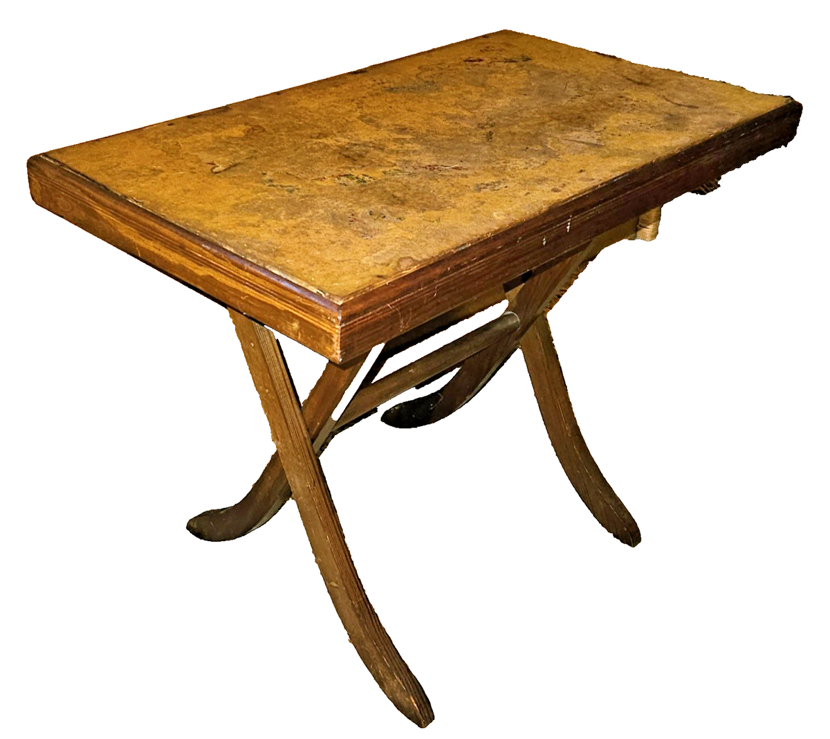 Antique 1950s Folding Card Game Table TV Tray Solid Wood Frame