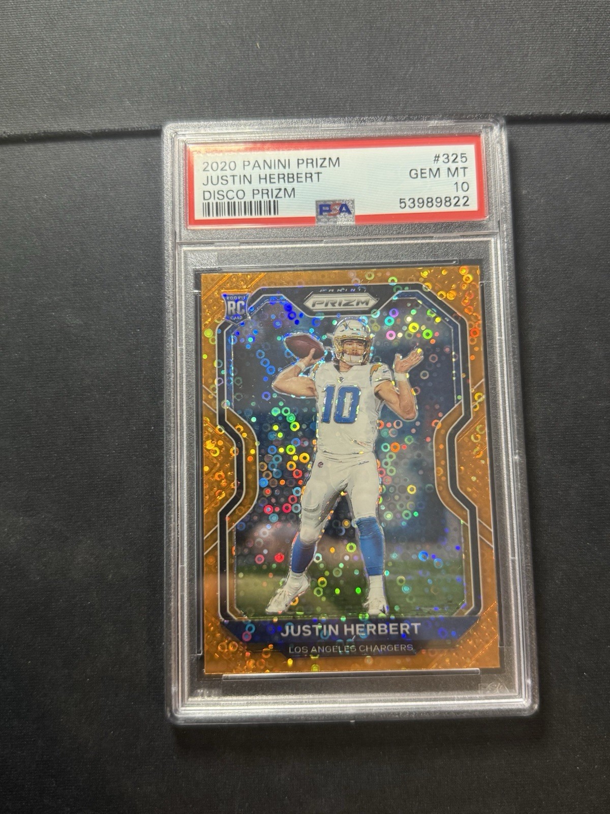 Justin Herbert 2020 Prizm Orange Disco PSA 10 Rookie Rc