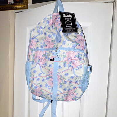Moda West Girls Floral Backpack Multicolor Polyester Zip Adjustable Strap