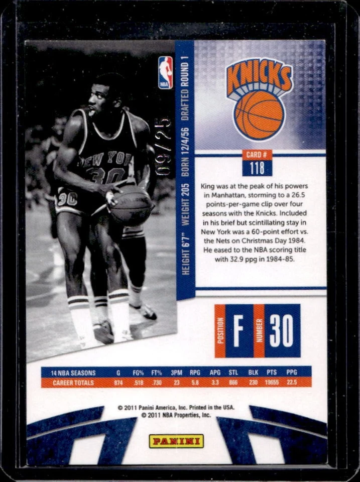 2010-11 Absolute Memorabilia Bernard King Spectrum Platinum #9/25 Knicks - Image 2 of 2