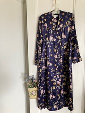 Christian Dior Blue Floral Vintage Loungewear/House Dress, S-M, V-Neck, Long