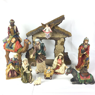 Kirkland Signature 13 Piece Hand Painted Ceramic Nativity Set for