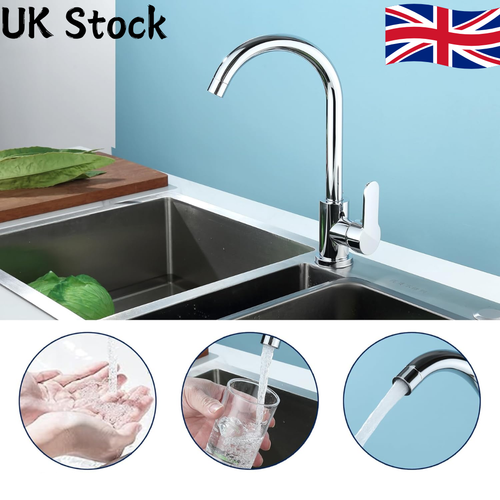 Kitchen Sink Mixer Taps Swivel Spout Single Lever Tap Mono Chrome