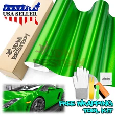 Premium Green Brushed Aluminum Steel Vinyl Wrap Sticker Film Decal Air Release