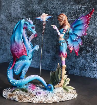 Ebros Gift Amy Brown Fairy With Bad Dragon Figurine 7.5''H Fantasy