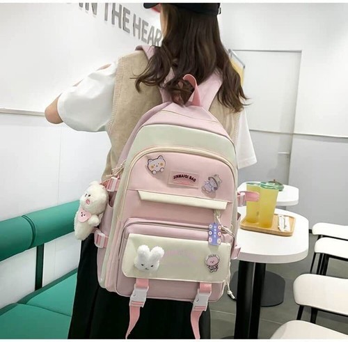 5Pcs Women Girls School Bag Backpack Kawaii Student Bookbag Rucksack Waterproof - Picture 14 of 38