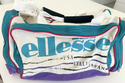 Vintage Ellesse 80s 90s Duffle Bag Logo Retro Large Shoulder Strap Gym  sport - Afbeelding 1 van 12