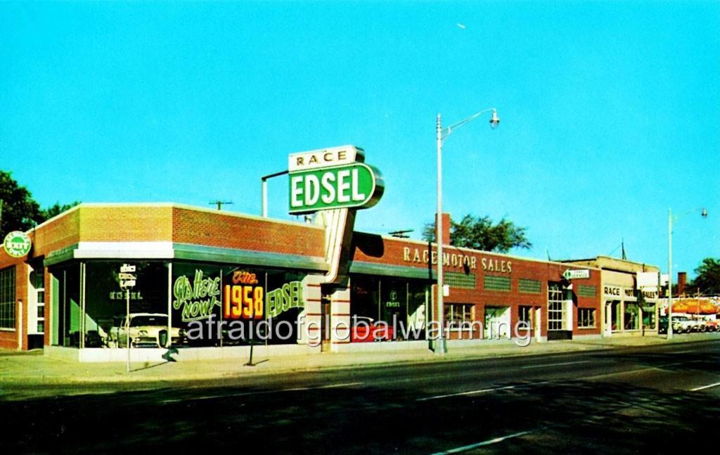 Photo. 1950s. Ferndale, Michigan. Race Motor Sales, Edsel Auto