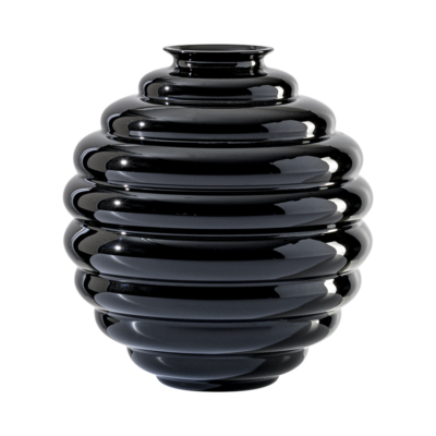 Vase Décoratif Venini Deco Sabbiato Nero, Verre De Murano Soufflé à La Main, 24,5 Cm, Cod 707.07