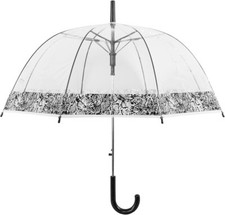 Ladies Snakeskin Leopard Skin Border Umbrella Walking Length Clear Dome Brolly