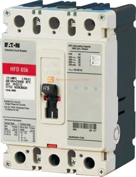 EATON CUTLER HAMMER HFD3175 175 AMP 3P 600V CIRCUIT 断路器 - 全新