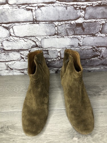Isabel Marant Dewina Olive Green Brown Suede Dicker Ankle Booties Women Sz 40EU - Picture 13 of 23