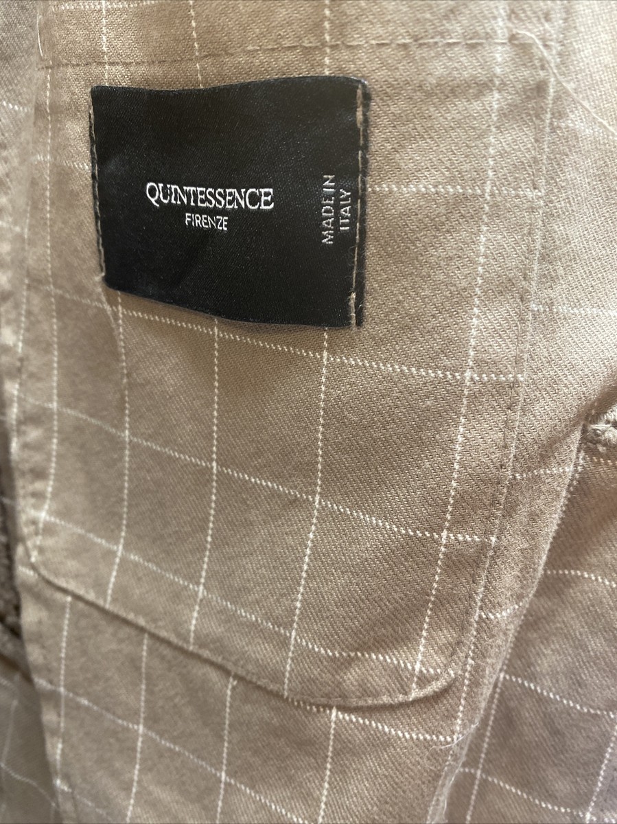 QUINTESSENCE FIRENZE Women Sz M Brown White Plaid Collared Two