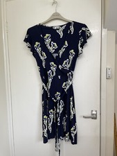 Warehouse Size 12 Blue Hearsay Mock Wrap Dress / Floral Pattern