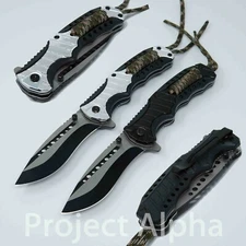 8.25" Paracord Stainless Steel Spring Assisted Tactical Folding Pocket Knife