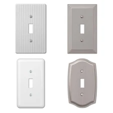 Single 1 Toggle Outlet Switch Wall Plate Cover Decorative White Nickel Steel Lot