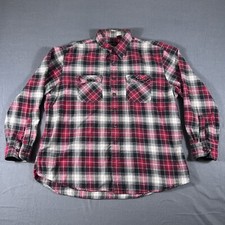 IZOD Shirt Mens XL Red Plaid Flannel Long Sleeve Button Up Outdoor Classiccore