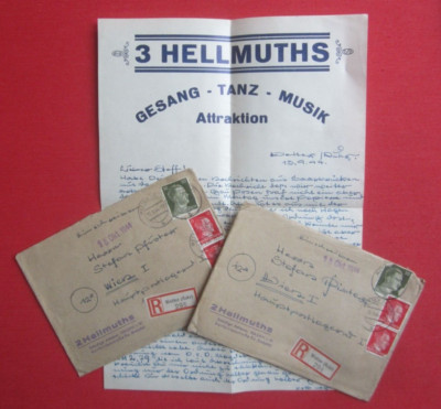 Orig. Autograph Reko Brief Wetter (Ruhr) Künstler Bühne Varieté nach Wien 1944