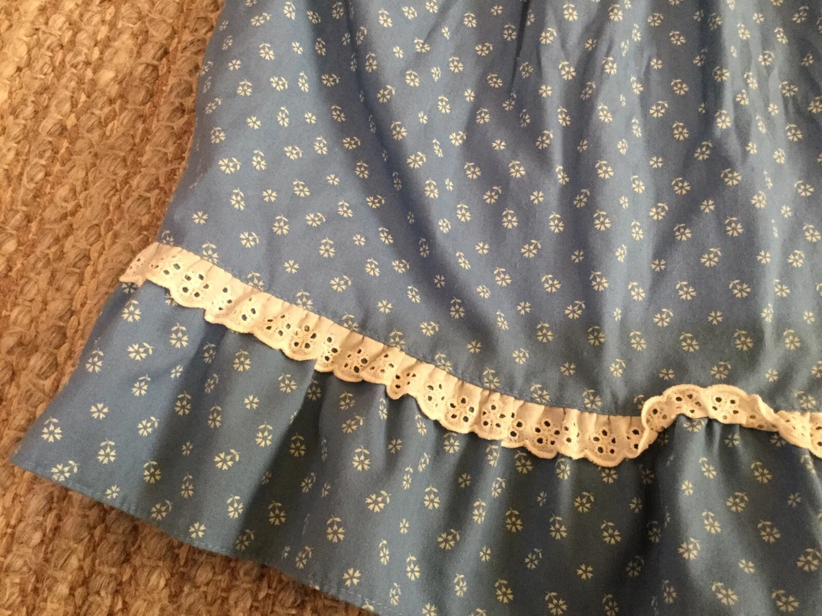 STYLED BY ROSEMARY blue White Flowers Long Sleeve Dress Lace Trim Size 3