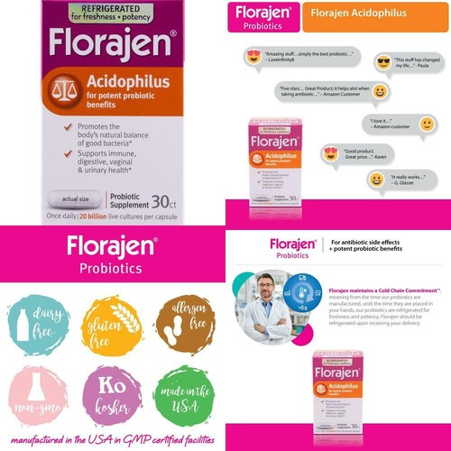 Florajen Acidophilus High Potency Refrigerated Probiotics Supports 30