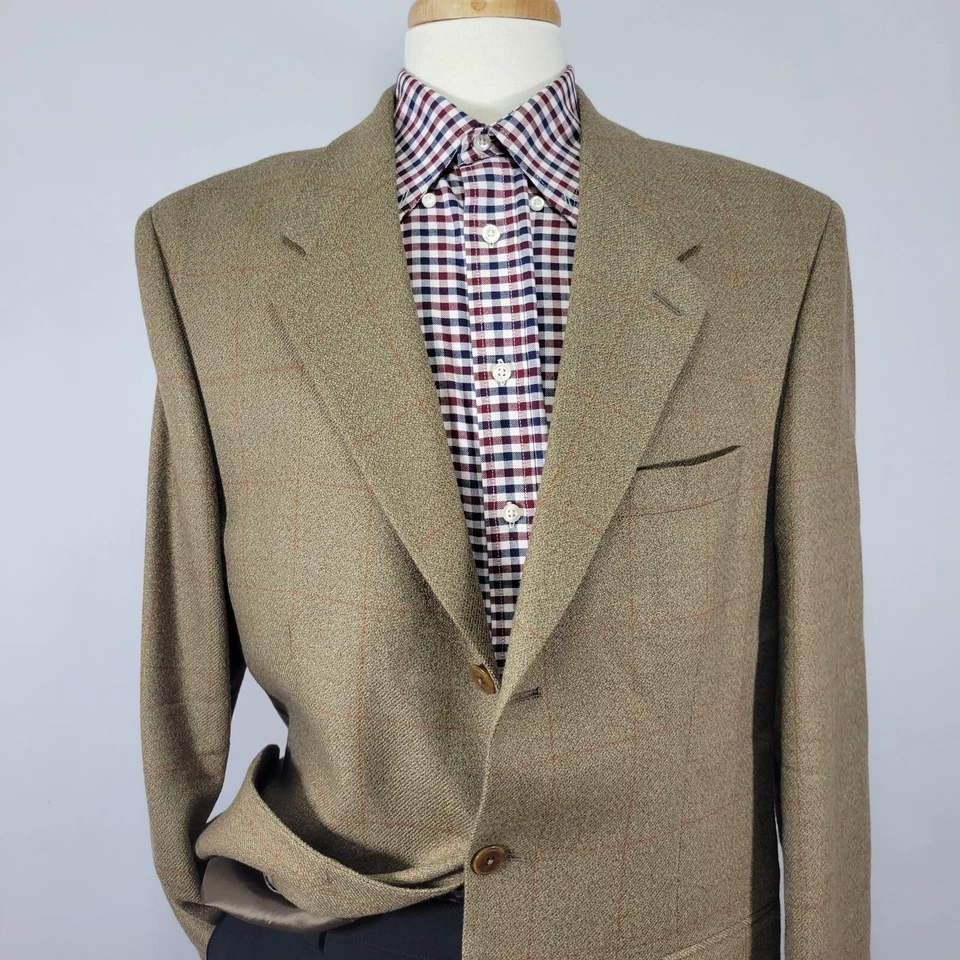 Brandini Le Collezioni Hombres Abrigo Deportivo Blazer Tres Botones Franela Cuadros Lana 42L Foto 2 de 4