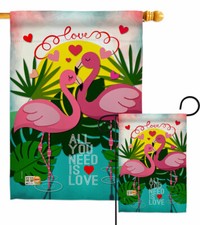 Flamingo Lover Garden Flag Springtime Valentine Decorative Yard House Banner