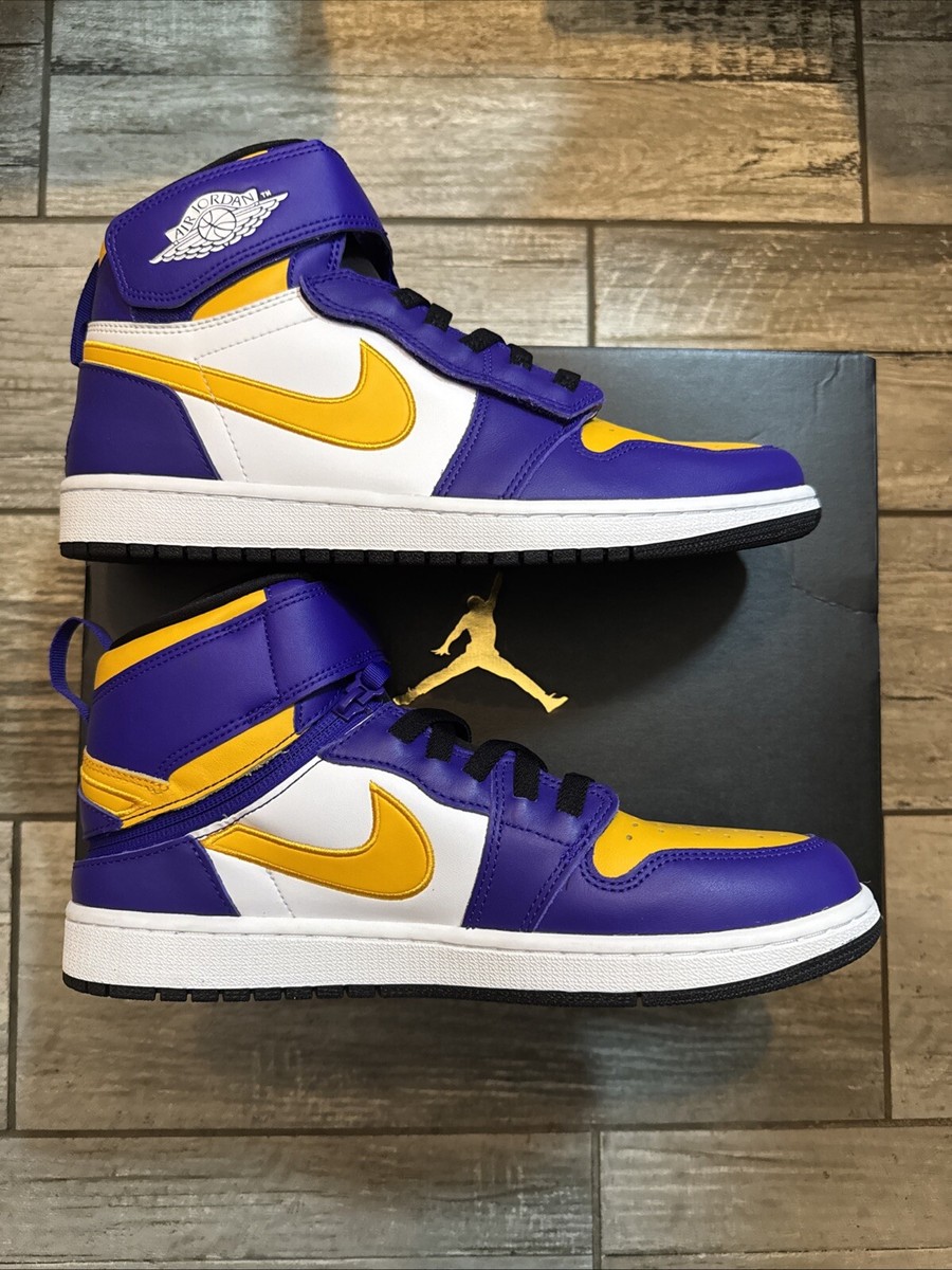 You10mama♡ Size 10.5 - Air Jordan 1 FlyEase High Lakers for sale online