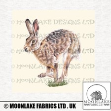 Hares Hand Drawn Fabric Craft Panels in 100% Cotton or Polyester *exclusive*