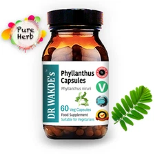 DR WAKDE'S Phyllanthus Capsules (Bhumi-amla | Bhumyamalaki) | 60 Veg Caps | A...
