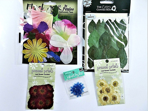 Mixed Lot Cardmaking Scrapbooking Flower Petals Leaves Real & Artificial Crafts