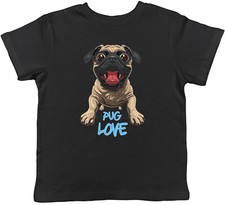 Pug Love Kids T-Shirt Dog Puppy Lover Childrens Boys Girls Gift
