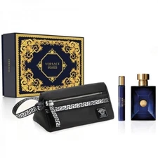 Versace Dylan Blue Men's 3 pc set 3.4oz EDT Spray + 0.3 oz Mini Spray + Trousse
