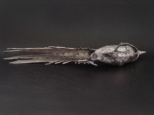 FINE PAIR VINTAGE SILVER PLATE COCK & HEN PHEASANT BIRD CENTERPIECE FIGURES - Picture 9 of 23