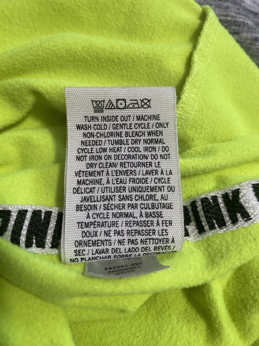 PINK VICTORIAS SECRET XS Neon Green Black White Track Jacket Full Zip Hoodie