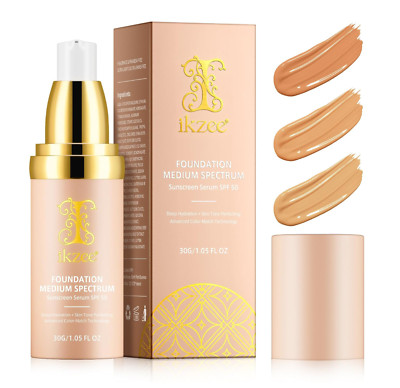 Foundation 4 in 1 - SPF 50 Sunscreen Serum Medium Coverage Concealers Waterproof