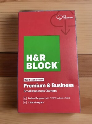 NEW! H&R Block Tax Software Premium & Business 2024 PC Only / Boxed Key Card