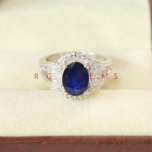 Sapphire Oval Cut Gemstone with 925 Sterling Silver Ring For Men's #790 - Picture 6 of 10