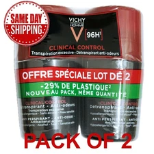 2 X VICHY deodorant Clinical Control for men 96H HOMME 50 ml. / 1.7 fl. oz.