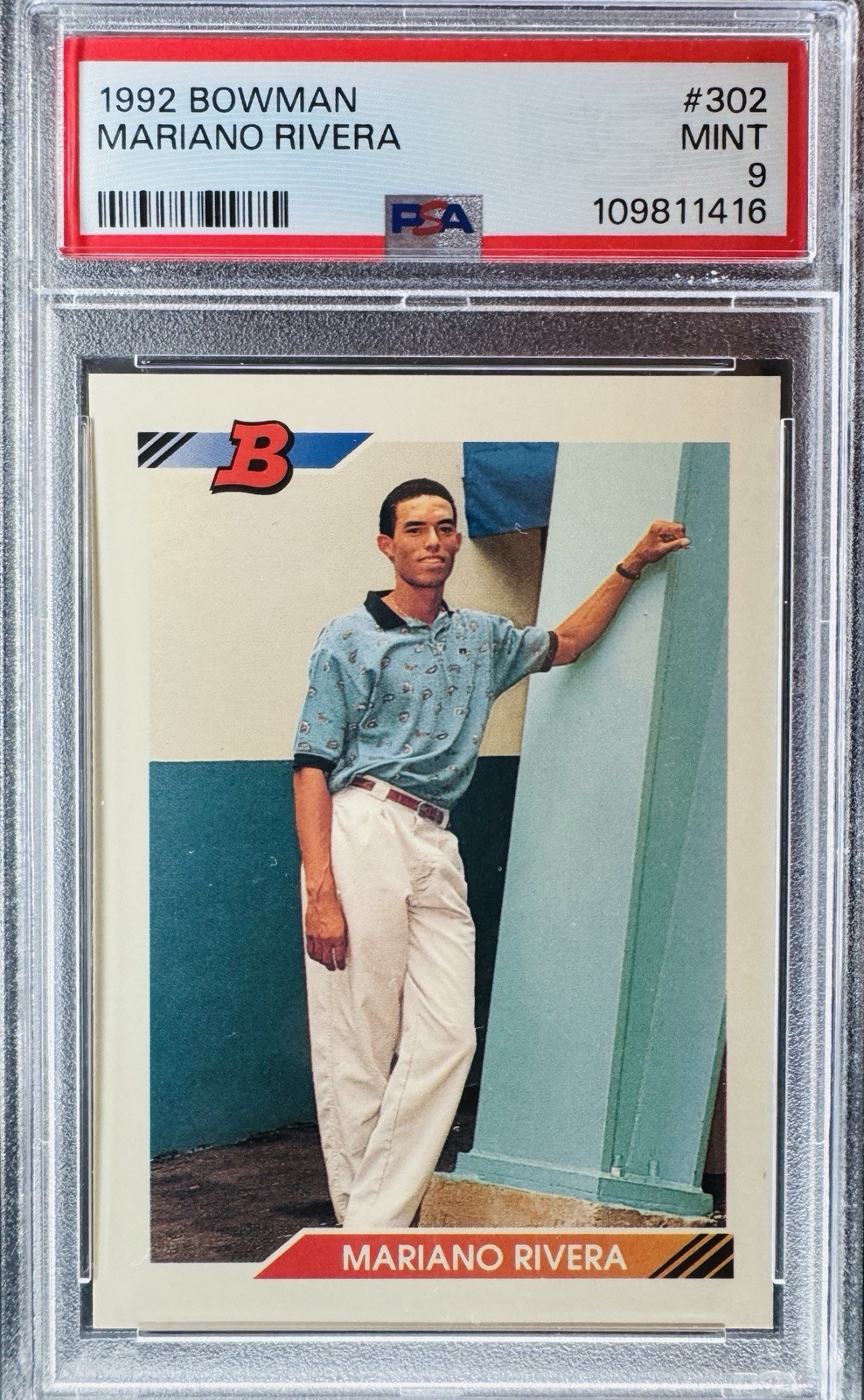 1992 BOWMAN #302 MARIANO RIVERA ROOKIE PSA 9