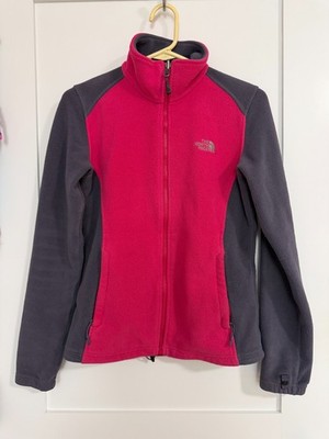 womens north face fleece zip up jacket hot pink and grey size XS