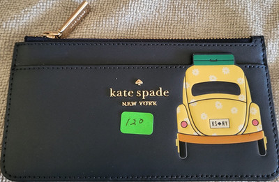 kate spade new york Zip-Around Black Women's Card Wallet with Car & Logo