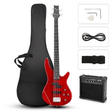 KIB Electric Bass Guitar 44 Inch Basswood for Beginner With 20W AMP