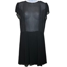 Reformation Womens Black Sheer Cap Sleeve Dress Sz 10 LBD Party Holiday NYE
