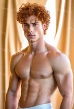 Redhead Male Model Photo Print Muscular Handsome Shirtless Hunk Abs -186E