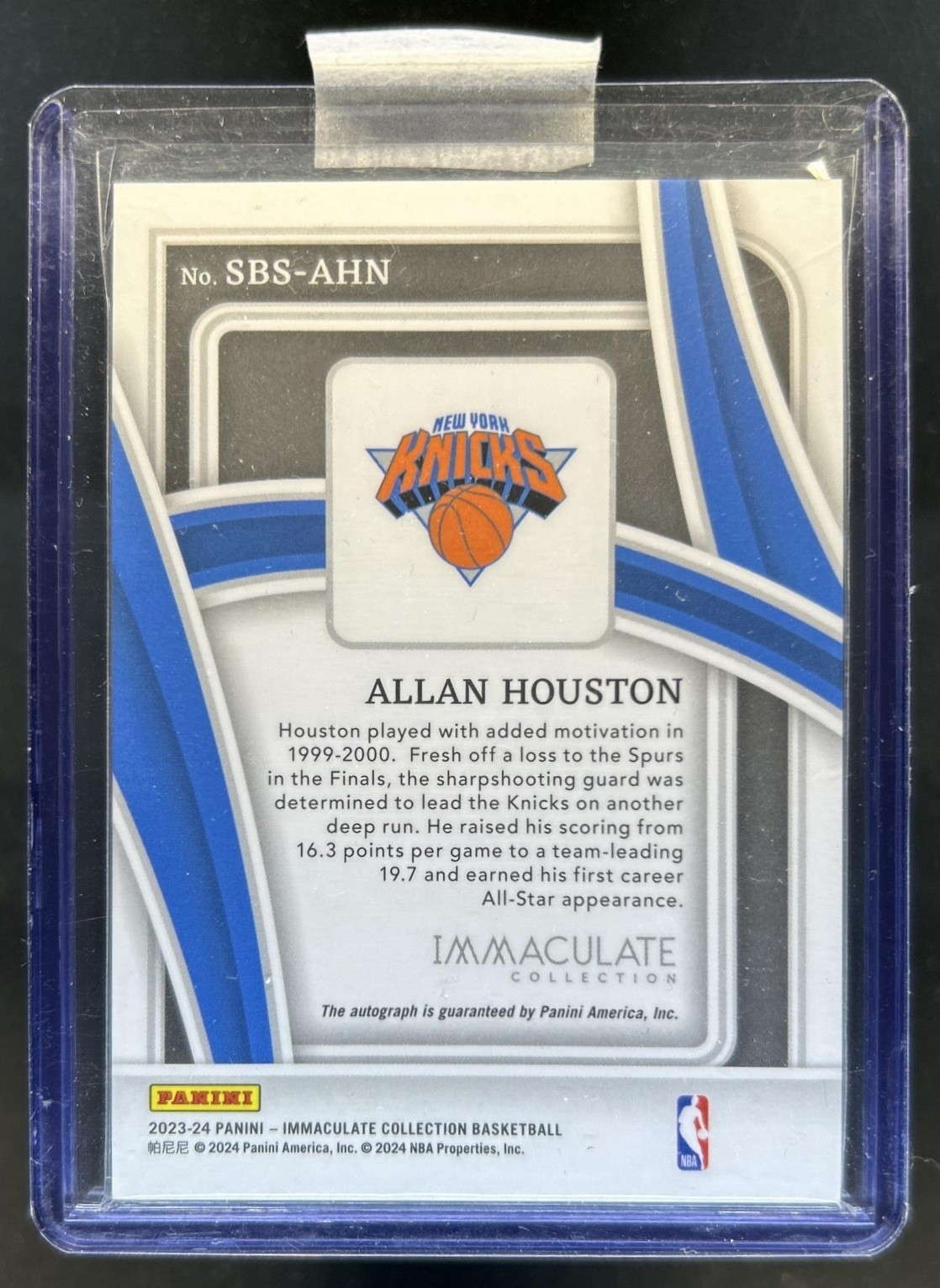 2023-24 Panini Immaculate Allan Houston Shadowbox Signatures Auto #/99 Knicks view 2
