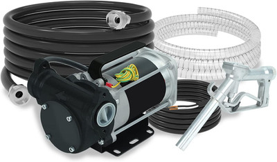 12V Gasoline Fuel Transfer Pump Kit, 15 GPM / 57 LPM Self-Priming Fuel Pump, 14'