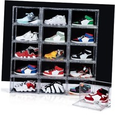 12 Pack Shoe Boxes, Acrylic Shoe Boxes,360 Plastic 12 Pack Side Open Clear