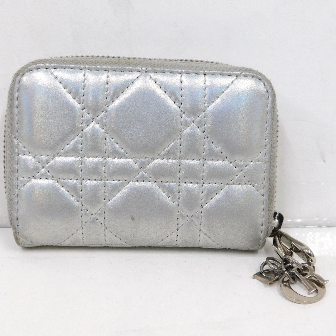 Portefeuille compact Christian Dior fermeture éclair avec porte monnaie canage argent 97 Ma 0213 Hn606